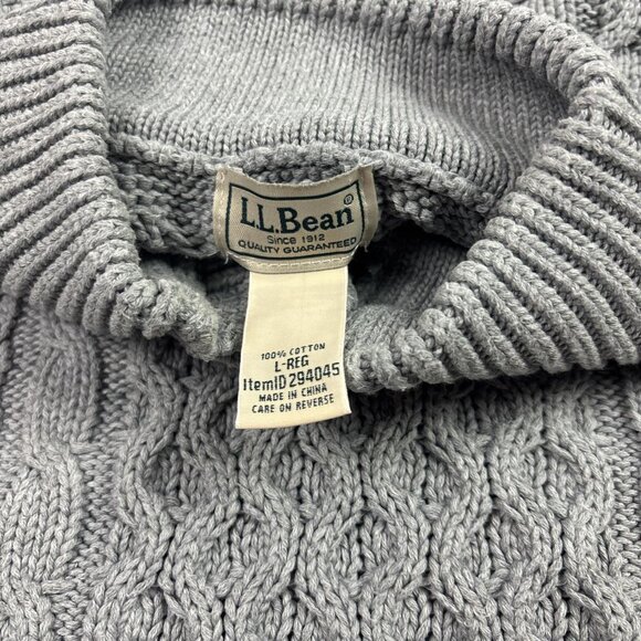 LL Bean Fisherman Sweater Mens L Gray Chunky Cable Knit Heritage - Picture 3 of 8